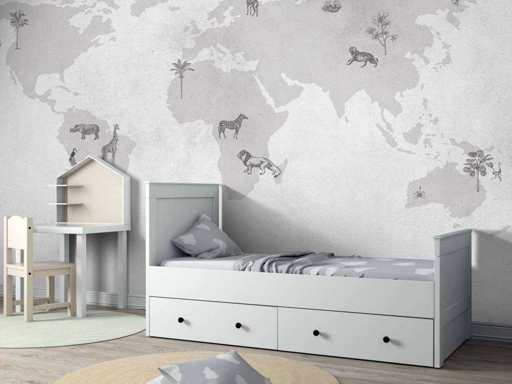 Wereldkaart sketch grijs