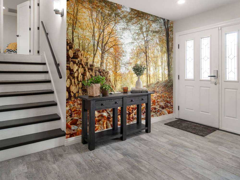 Boomstammen in herfstbos