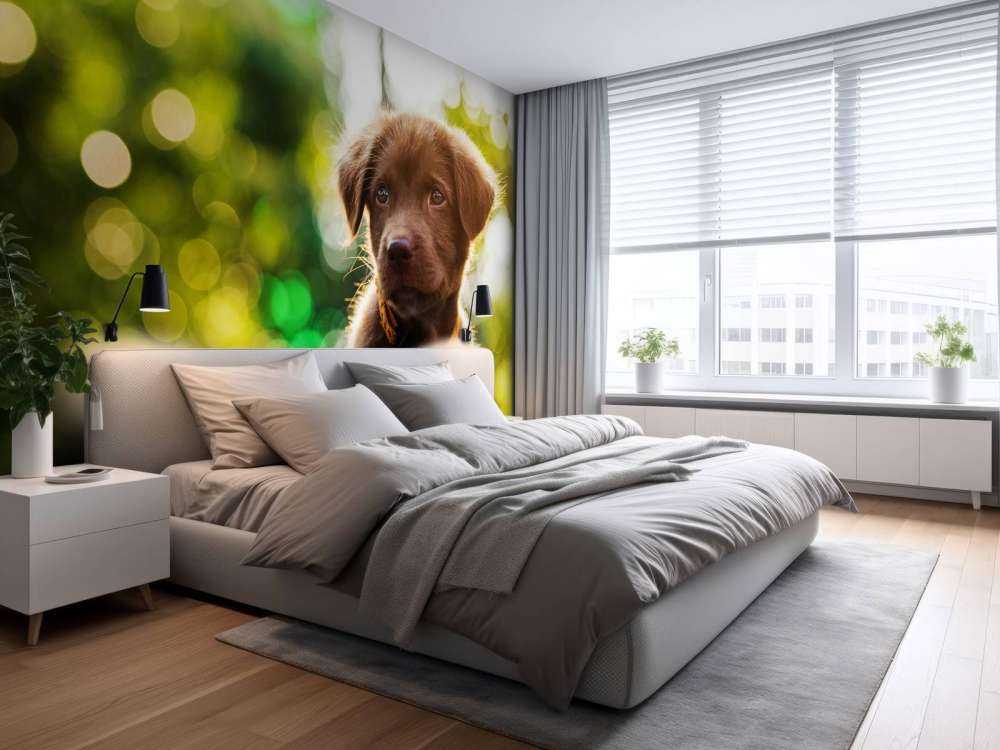 Bruine labrador met een wazige achtergrond