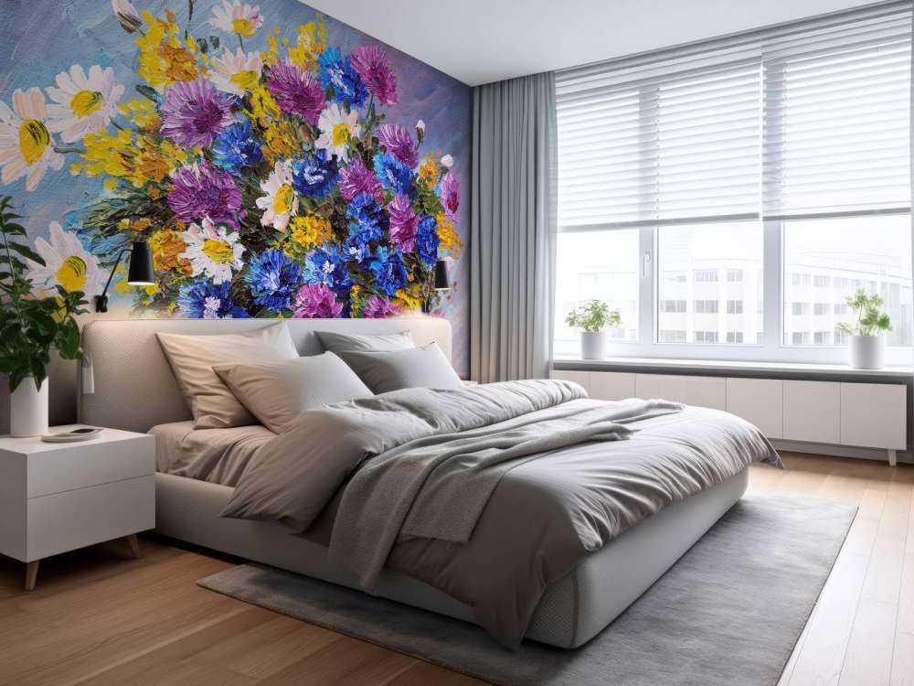 Stilleven van een vaas met kleurrijke bloemen