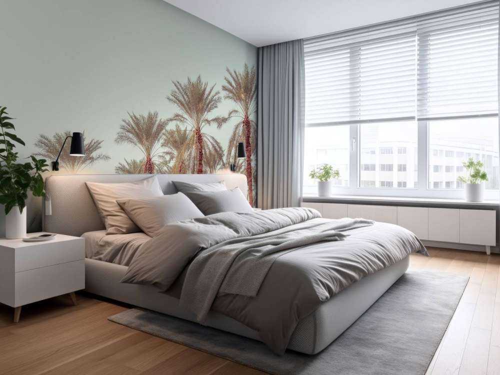 Tropische palmbomen aan de kust