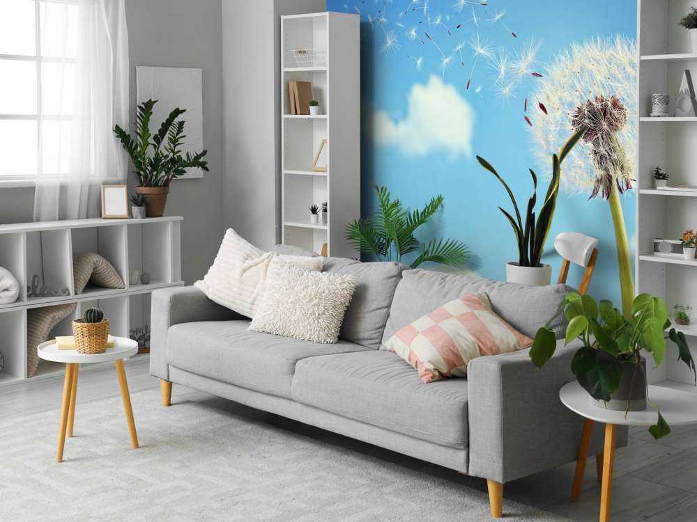 Vliegende paardenbloemzaadjes