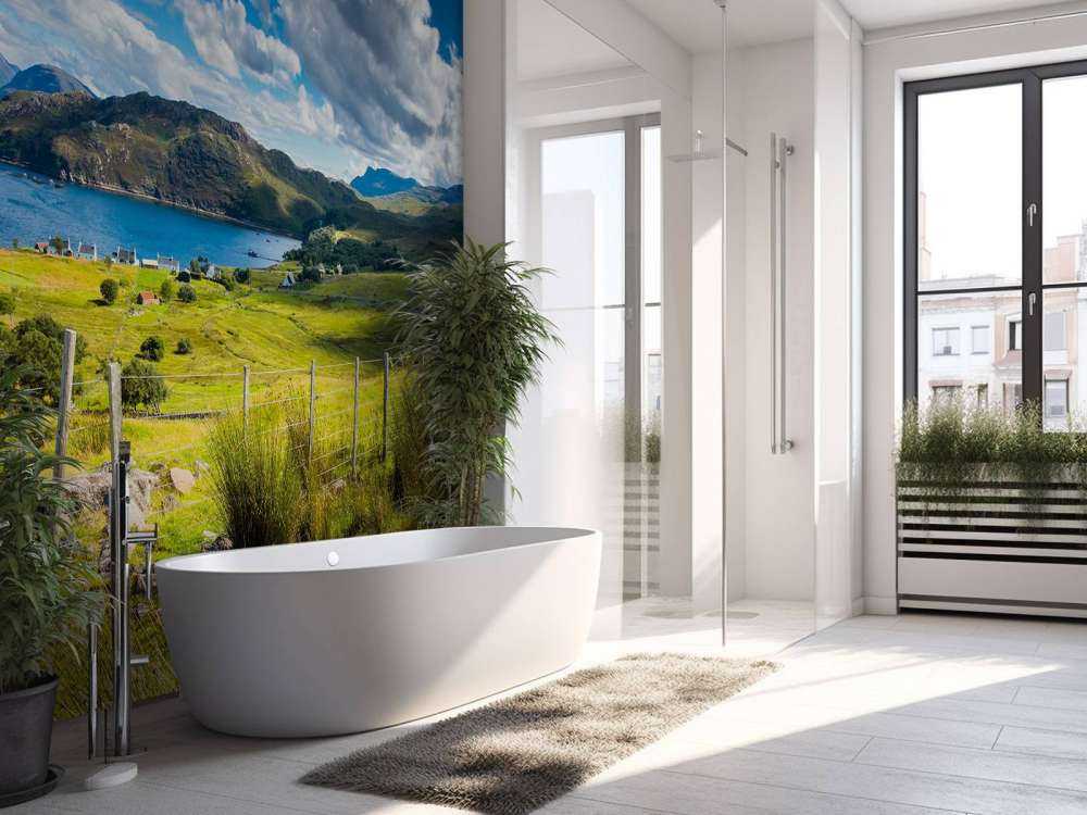 Afgelegen weilanden in een berglandschap