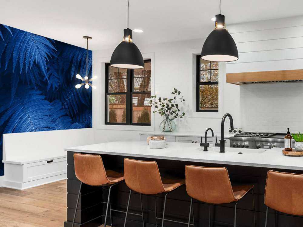 Blauwe varenbladeren