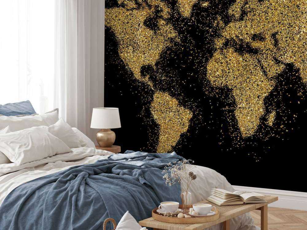 Wereldkaart van gouden glitters