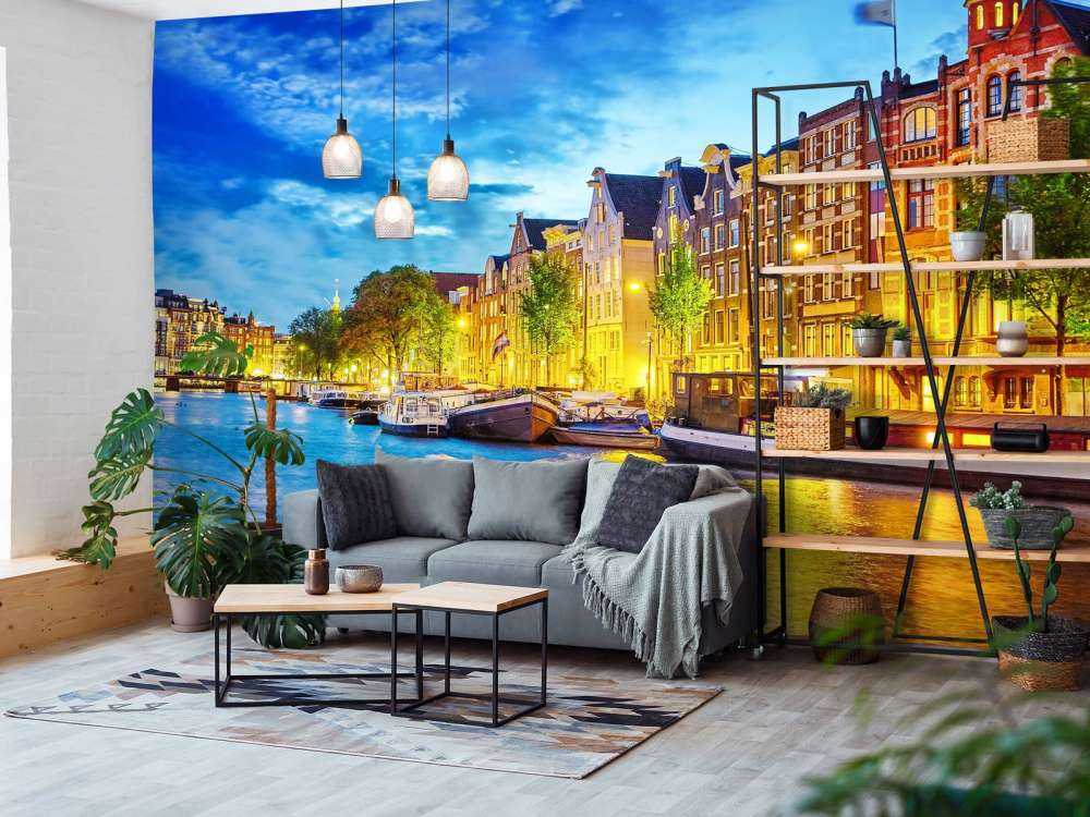 Rivier de Amstel in de avond