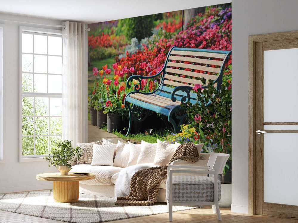 Park met kleurrijke tulpen