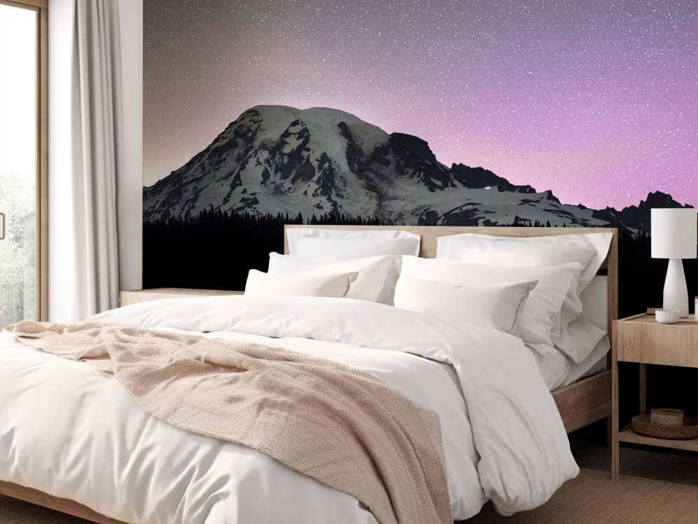 Mount Rainier met noorderlicht