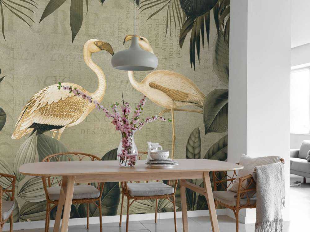 Vintage flamingo oasis and old text