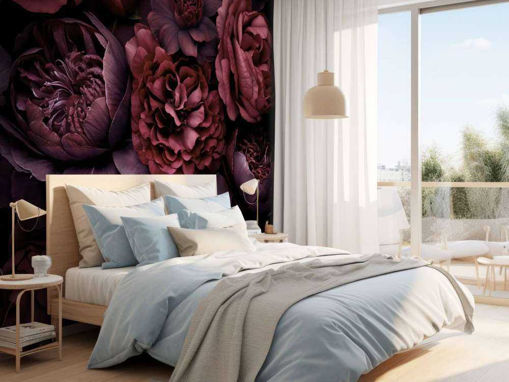 Victorian grandeur large flowers burgundy red