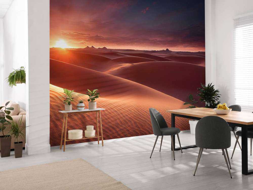 Zandduinen bij zonsondergang