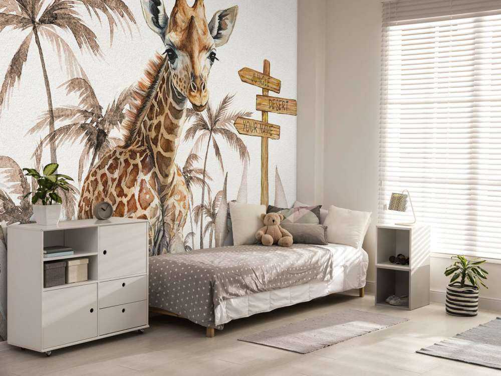 Baby giraffe in de jungle taupe