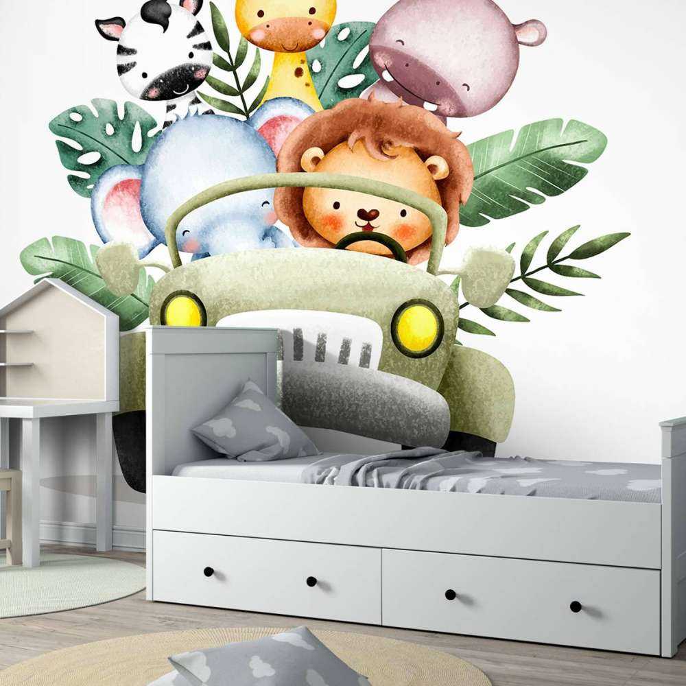 Safari dieren in jeep