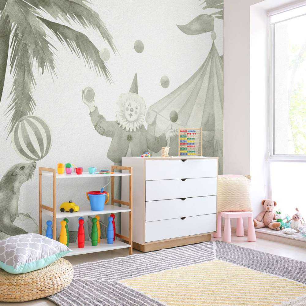 Vrolijke circus dieren in groen