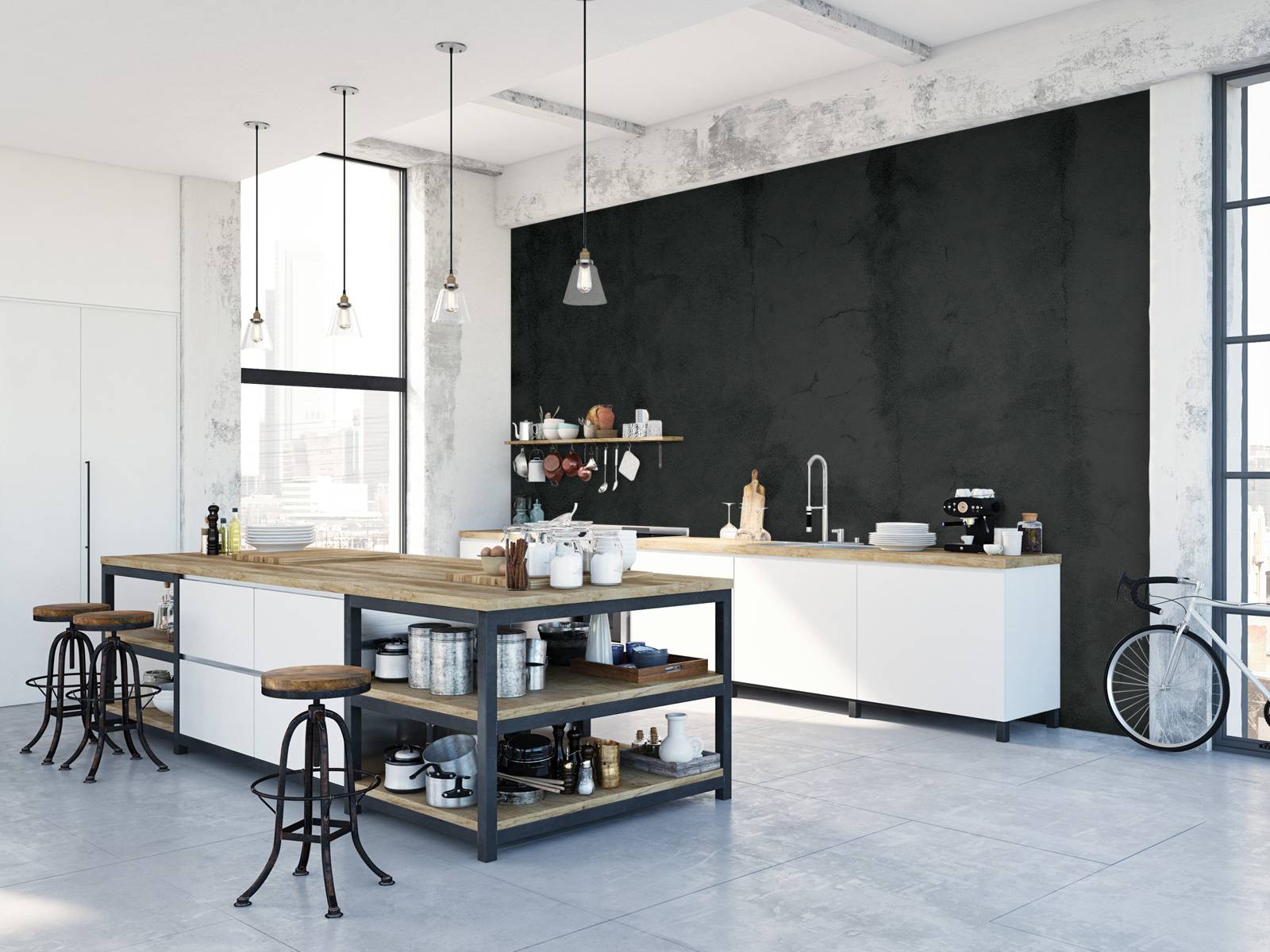 Zwartgrijs beton