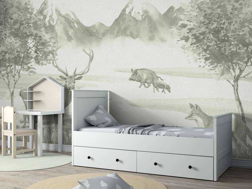 Bos met dieren in groen