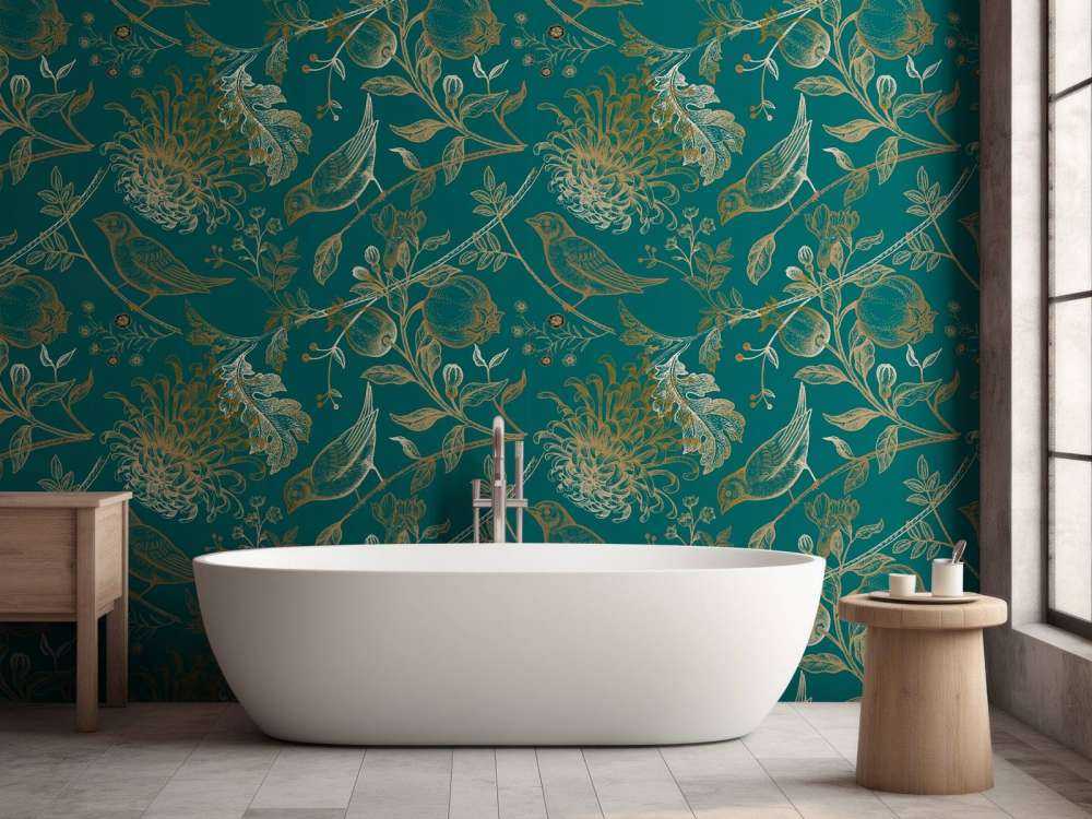 Chrysanten en vogel patroon