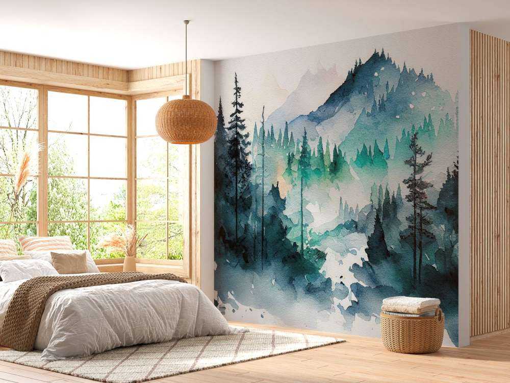 Bos in aquarel kleuren