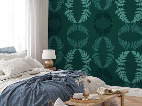 Groen patroon met takje hemlock
