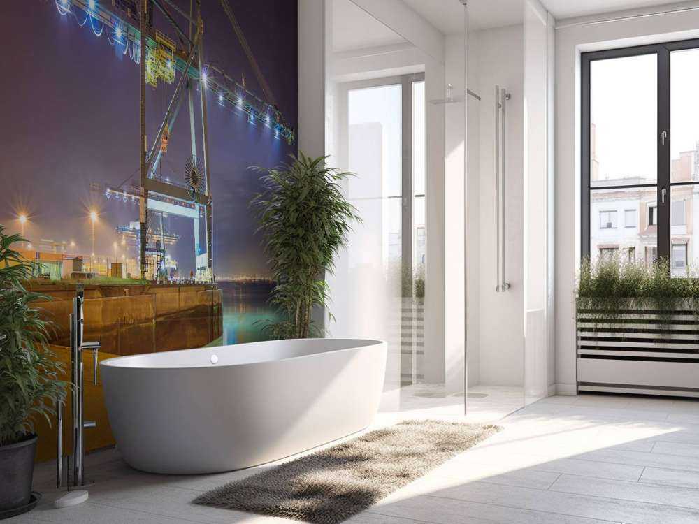 Nachtzicht op Verlichte Haven van Antwerpen