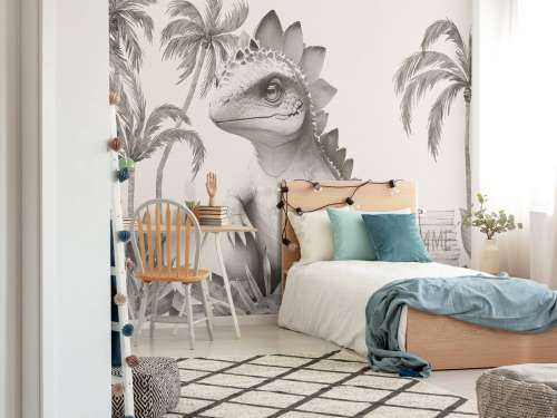 Baby stegosaurus in de jungle beige