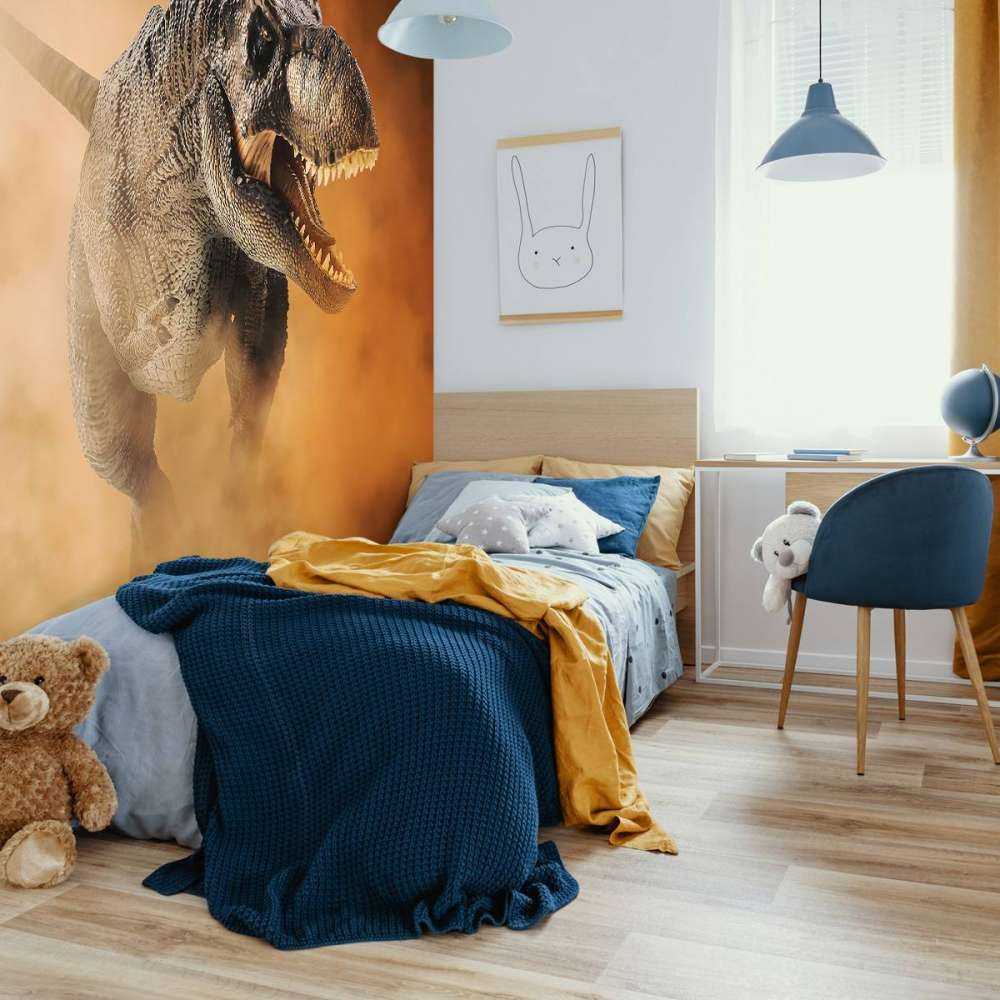 Tyrannosaurus lopend door de rook