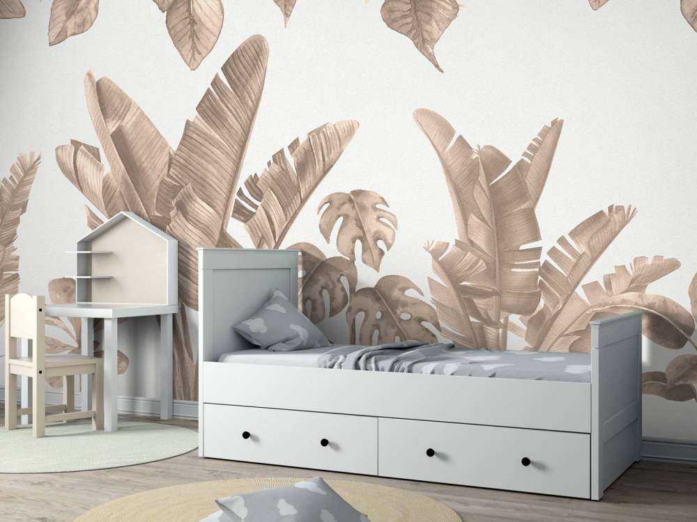 Jungle bladeren in taupe