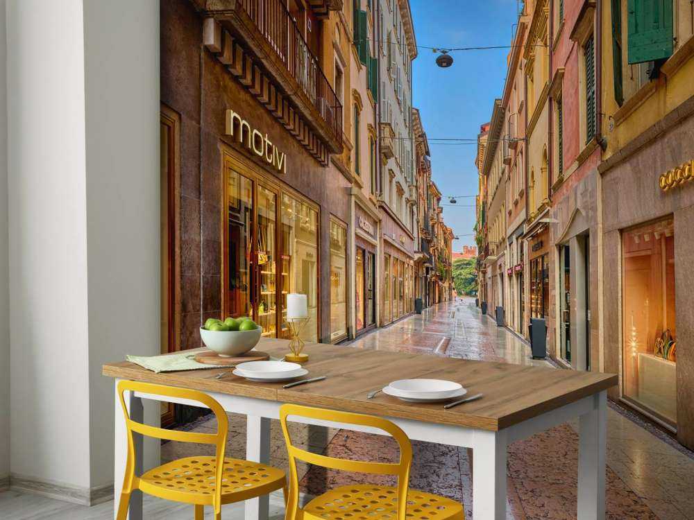 Winkelstraat 's morgens vroeg