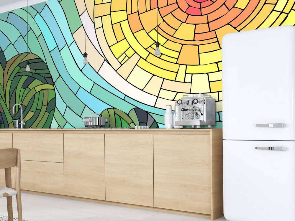 Rode zon bij de bomen