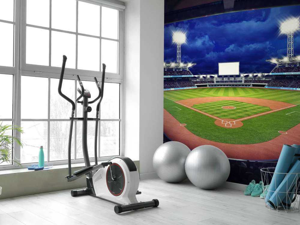 Honkbalstadion in de avond