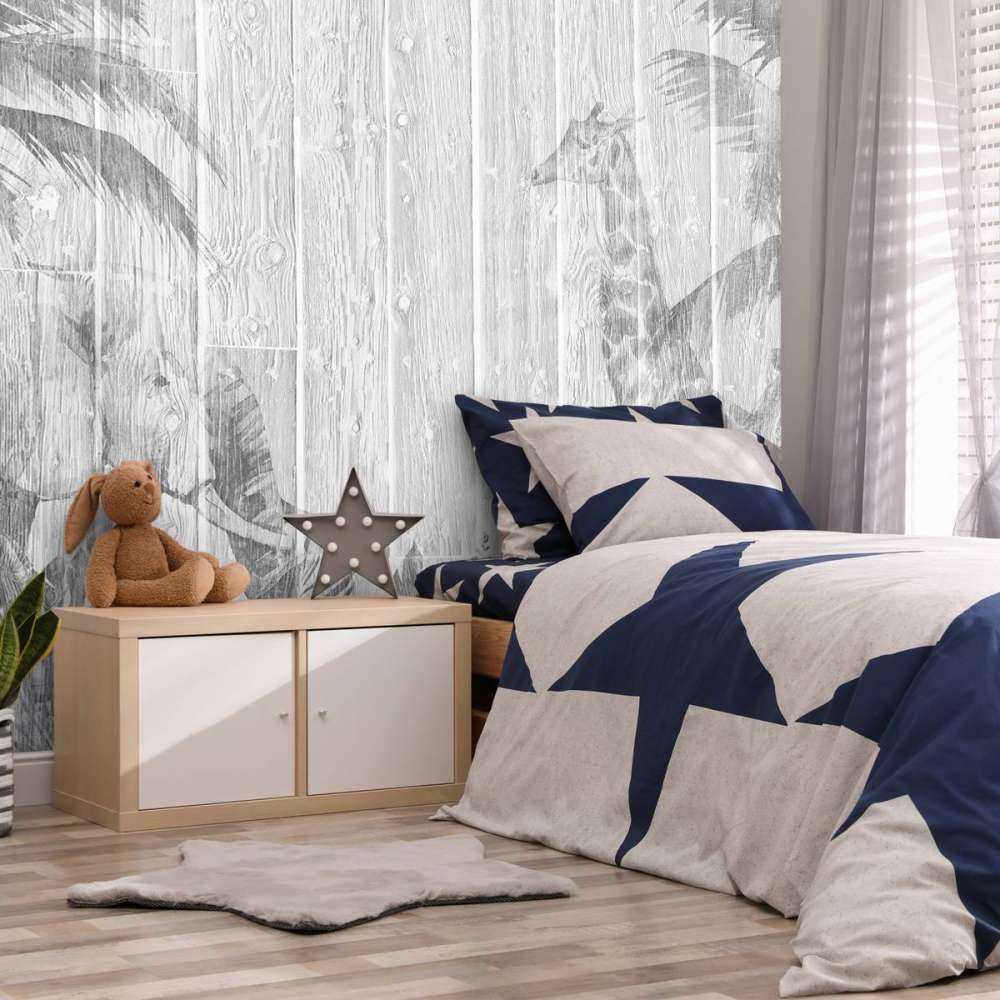 Vrolijke jungle dieren op hout