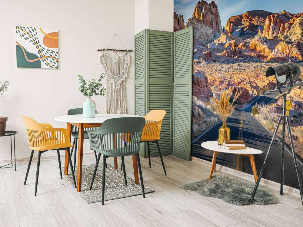 Weg door de Nevada woestijn