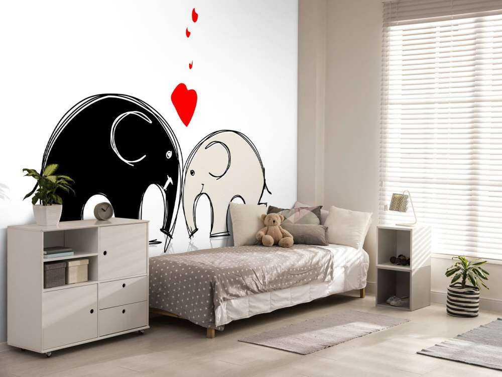 Schets van verliefde olifanten