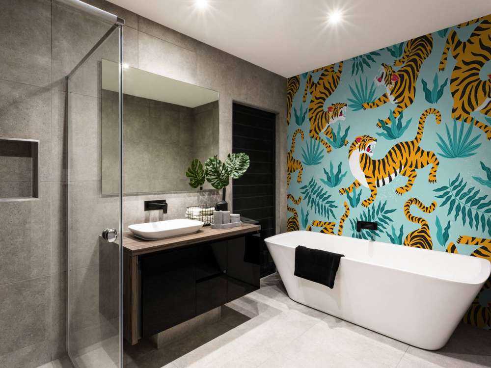 Tijger print met een blauwe achtergrond