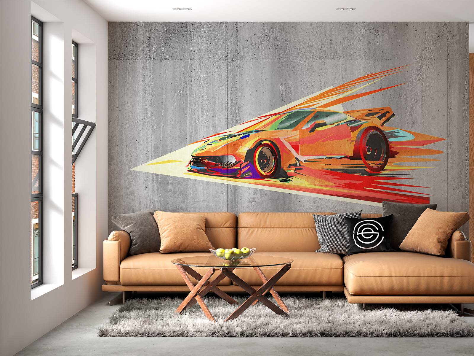 Graffiti raceauto - Fotobehang, image size:1600x1200