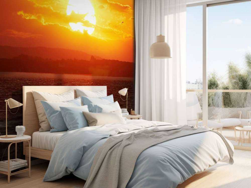 Prachtige zonsondergang bij een meer