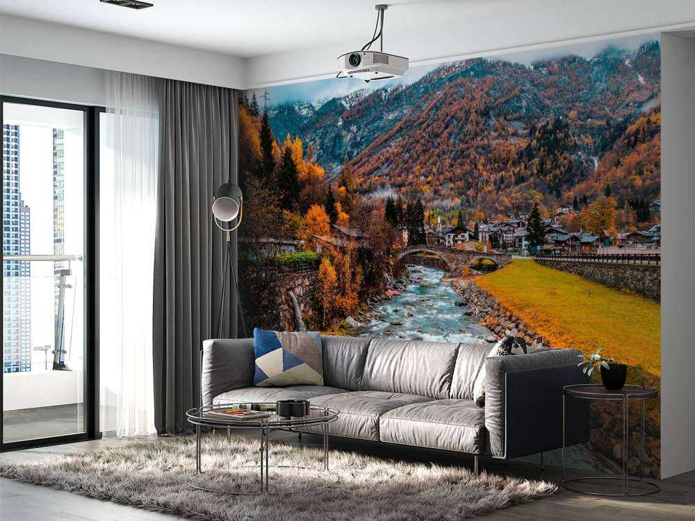 Rivier langs een dorpje