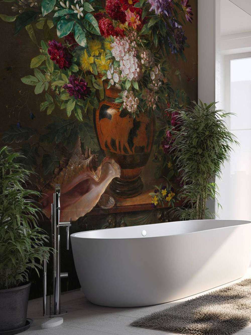  Stilleven met bloemen in een Griekse vaas