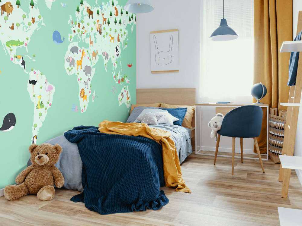 Wereldkaart voor kinderen in groen