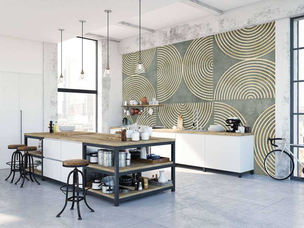Eclectic Circles Modern Art Green Gold