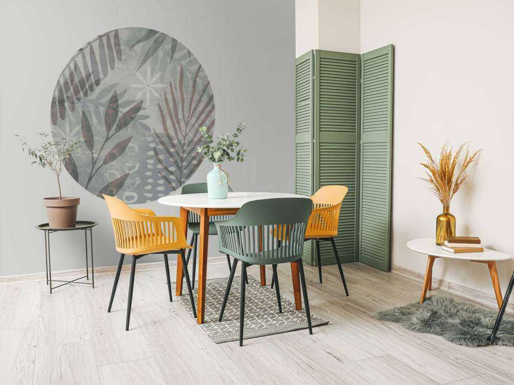 Palm Leaf Collage Mix Grey Brown