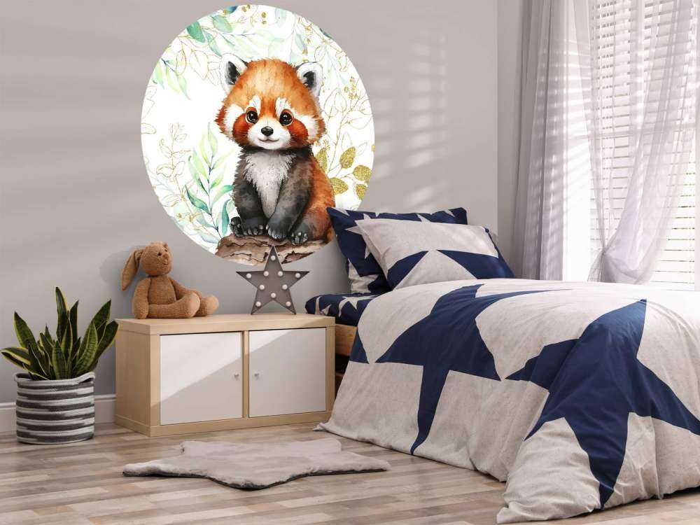 Schattige rode panda en bladeren