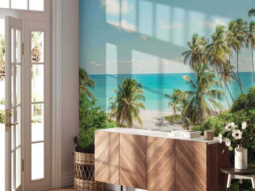 Palm trees on beach in Barbados