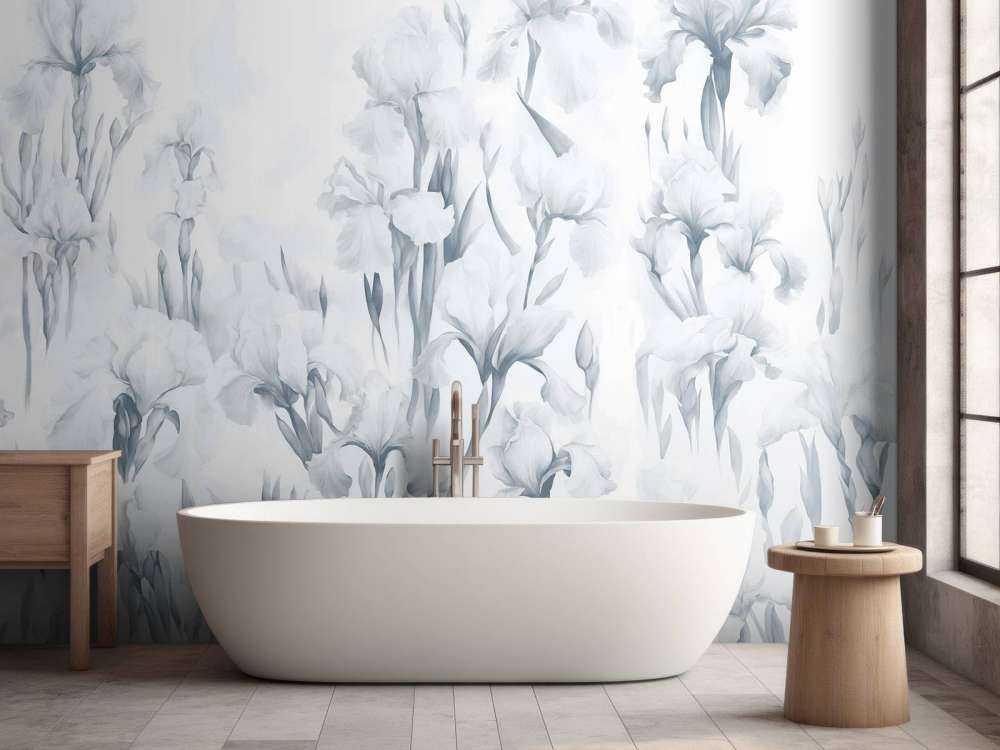 Irises Dance Seamless Cool Blue