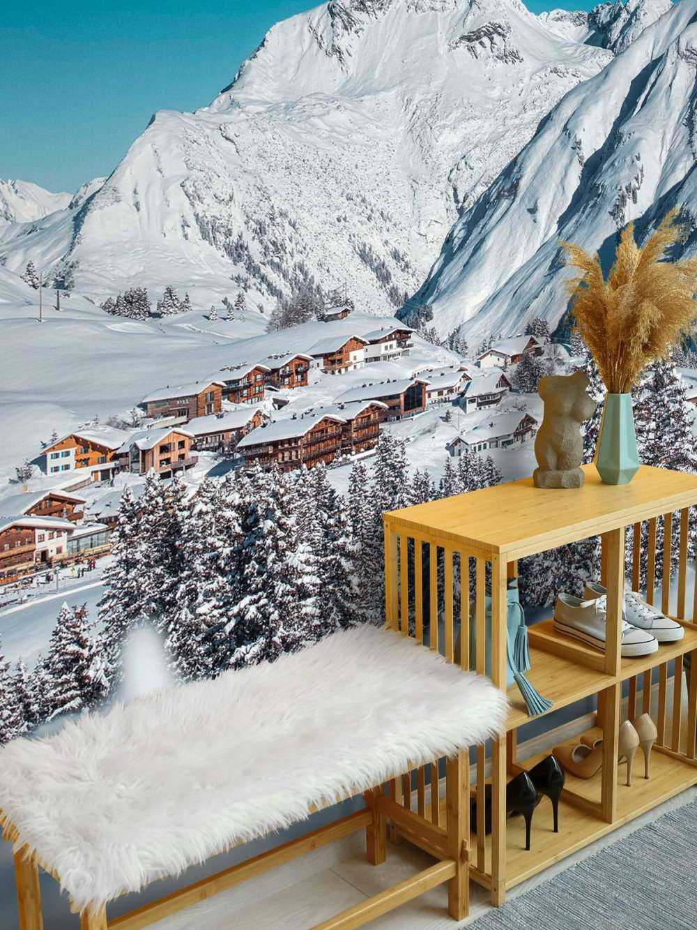 Berghutten onder winterse piek