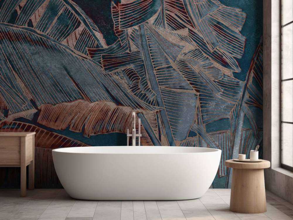 Bananenblad in koperblauw contrast