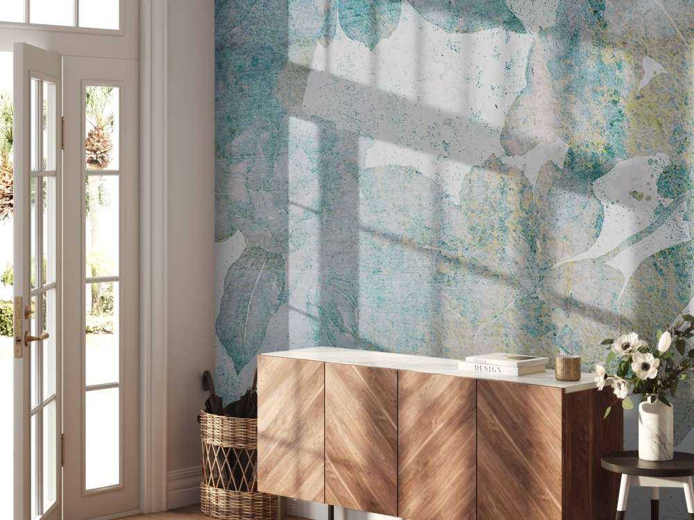 Verbleekte pioenen in aquarelblauw