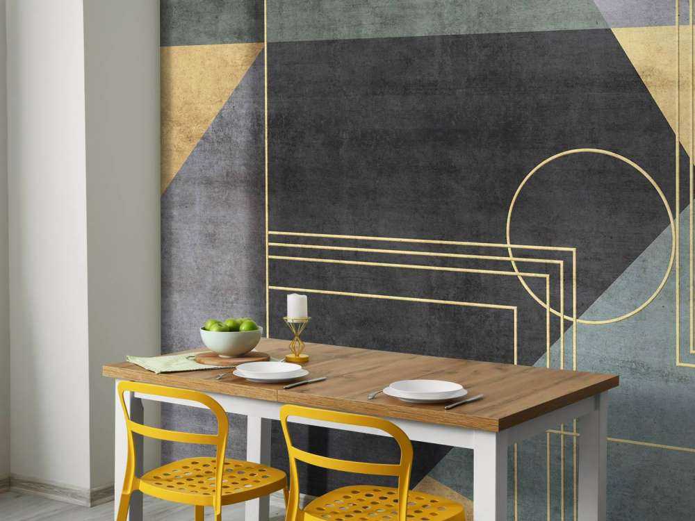 Gouden lijnen in zeegroen