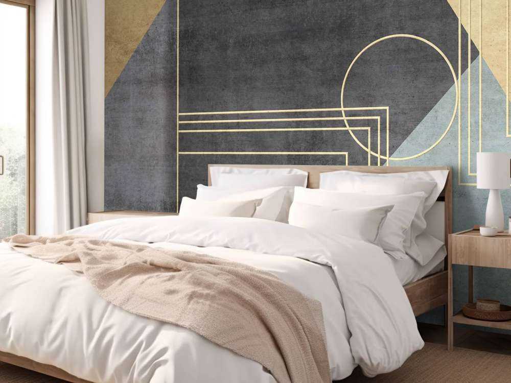 Gouden lijnen in zeegroen