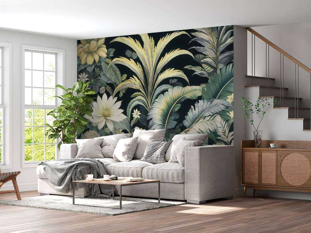 Lichte tropische bloemen op donker